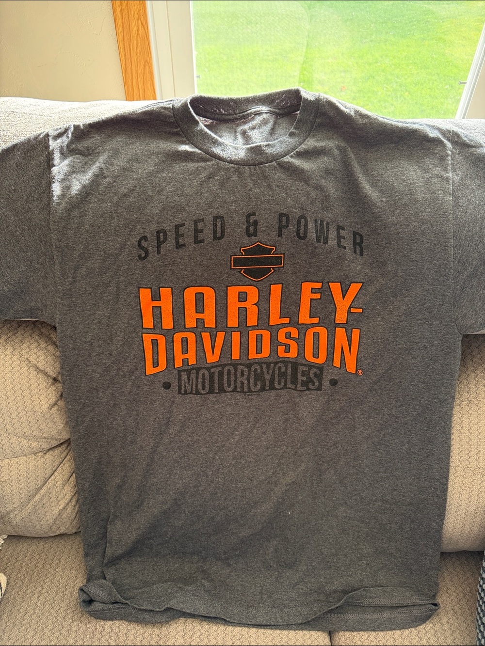 Harley-Davidson Gray T-Shirt with Orange Logo
